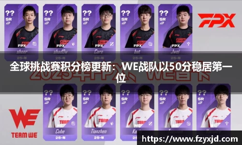 全球挑战赛积分榜更新：WE战队以50分稳居第一位